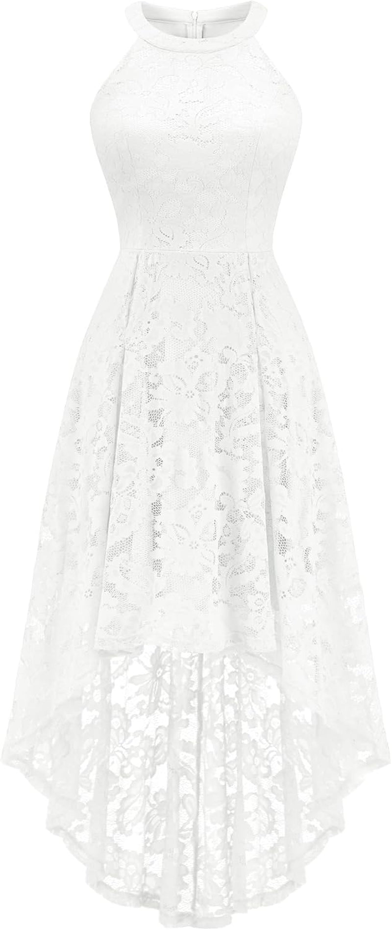 Women'S Halter Floral Lace Cocktail Party Dress Hi-Lo Bridesmaid Dress